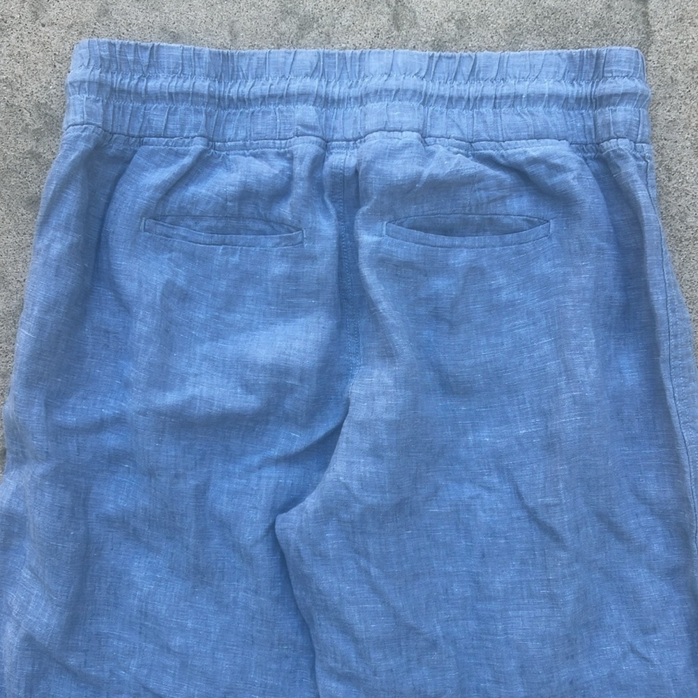 Athleta Cabo Wide Leg Chambray Blue Linen Resort Pants Women's Size 14 - Picture 6 of 7